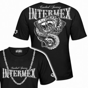 半袖 Tシャツ 服 INTERMEX (インターメックス) エンジンコブラ 蛇 パイソンitm-076 黒 白 ギャング バイカー ライダース バイク乗り B系 