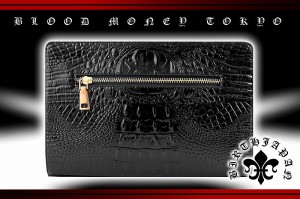 鞄15016黒 ヤクザ＆アウトローブランド クロコ型押しセカンドバッグ メンズ 蛇パイソンヘビワニ 悪羅悪羅系オラオラ系ヤンキーチンピラ 