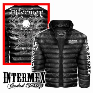 スカル柄 レザー調 中綿ジャケット INTERMEX ITM-083 メンズファッション オラオラ系 防寒 上着 服 秋冬 ライダース バイク乗り ギャング