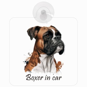 Boxer ボクサー Aタイプ 車 窓ガラス 吸盤タイプ 犬 かっこいい おしゃれ イラスト付 DOG IN CAR ドッグインカー ドッグオンボード 安全