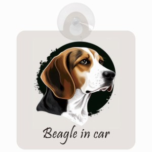 Beagle ビーグル Aタイプ 車 窓ガラス 吸盤タイプ 犬 かっこいい おしゃれ イラスト付 DOG IN CAR ドッグインカー ドッグオンボード 安全