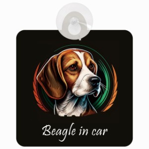 Beagle ビーグル Bタイプ 車 窓ガラス 吸盤タイプ 犬 かっこいい おしゃれ イラスト付 DOG IN CAR ドッグインカー ドッグオンボード 安全