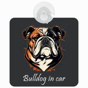 Bulldog ブルドッグ Aタイプ 車 窓ガラス 吸盤タイプ 犬 かっこいい おしゃれ イラスト付 DOG IN CAR ドッグインカー ドッグオンボード 