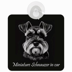 Miniature Schnauzer ミニチュアシュナウザー Aタイプ 車 窓ガラス 吸盤タイプ 犬 かっこいい おしゃれ イラスト付 DOG IN CAR ドッグイ