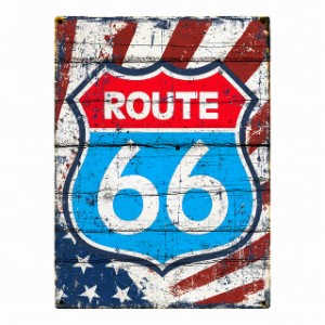 ルート66 Route 66 Aタイプ アメリカンスタイル 木製パネル 200x270mm ビンテージ アメカジ アメリカ雑貨 木製 ロードプレート インテリ