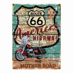 ルート66 Route 66 Iタイプ アメリカンスタイル 木製パネル 200x270mm ビンテージ アメカジ アメリカ雑貨 木製 ロードプレート インテリ