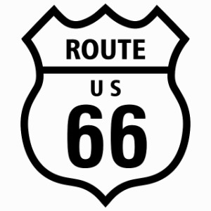 ルート66 Route66 ホワイト ブラック アメリカンスタイル ステッカー 12x14.2cm シール アメ雑 カーステッカー 屋外 屋内 防水 かわいい 