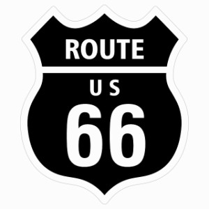 ルート66 Route66 ブラック アメリカンスタイル ステッカー 12x14.2cm シール アメ雑 カーステッカー 屋外 屋内 防水 かわいい おしゃれ