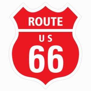 ルート66 Route66 レッド アメリカンスタイル ステッカー 12x14.2cm シール アメ雑 カーステッカー 屋外 屋内 防水 かわいい おしゃれ