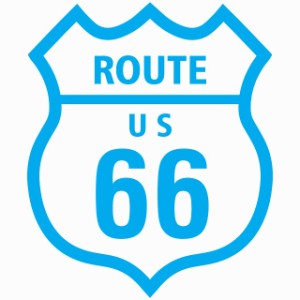 ルート66 Route66 ホワイト ライトブルー アメリカンスタイル ステッカー 12x14.2cm シール アメ雑 カーステッカー 屋外 屋内 防水 かわ