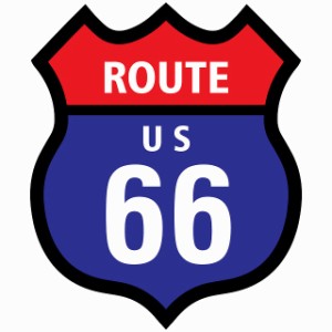 ルート66 Route66 レッド ブルー アメリカンスタイル ステッカー 12x14.2cm シール アメ雑 カーステッカー 屋外 屋内 防水 かわいい おし