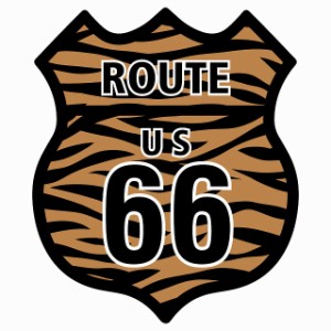 ルート66 Route66 アニマル トラ柄 アメリカンスタイル ステッカー 12x14.2cm シール アメ雑 カーステッカー 屋外 屋内 防水 かわいい お