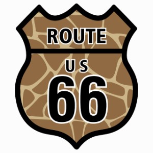 ルート66 Route66 アニマル キリン柄 アメリカンスタイル ステッカー 12x14.2cm シール アメ雑 カーステッカー 屋外 屋内 防水 かわいい 