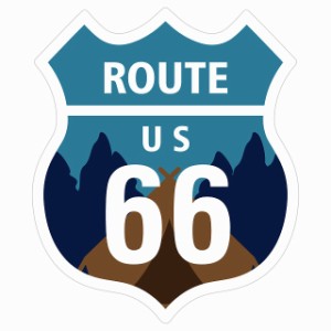 ルート66 Route66 キャンプデザイン アメリカンスタイル ステッカー 12x14.2cm シール アメ雑 カーステッカー 屋外 屋内 防水 かわいい 