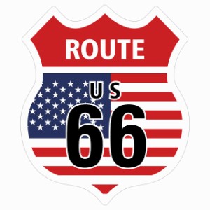 ルート66 Route66 アメリカ国旗 アメリカンフラッグ アメリカンスタイル ステッカー 12x14.2cm シール アメ雑 カーステッカー 屋外 屋内 