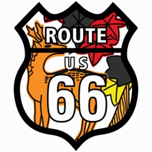 ルート66 Route66 花札 紅葉に鹿 和風 アメリカンスタイル ステッカー 12x14.2cm シール アメ雑 カーステッカー 屋外 屋内 防水 かわいい