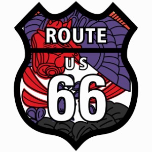 ルート66 Route66 花札 和風 桐に鳳凰 アメリカンスタイル ステッカー 12x14.2cm シール アメ雑 カーステッカー 屋外 屋内 防水 かわいい