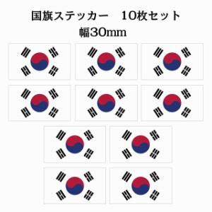 30x17mm 10枚セット 韓国 South Korea 国旗 ステッカー シール National Flag 国 旗 塩ビ製