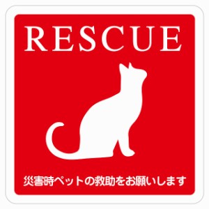 9x9cm RESCUE レスキュー ペット救助 ネコ 猫 ピクトサイン ステッカー シール 塩ビ製 インテリア 施設 案内 注意 安全対策