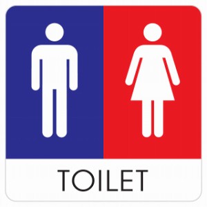 9x9cm トイレ 御手洗 TOILET トイレマーク B1 男女 ピクトサイン ステッカー シール 塩ビ製 サイン ウォールステッカー インテリア 施設 