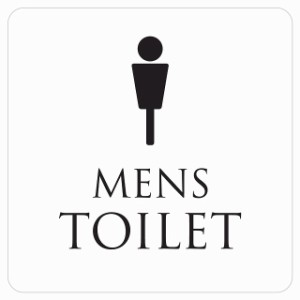 9x9cm トイレ 御手洗 TOILET トイレマーク ホワイト ブラック MENS ピクトサイン ステッカー シール 塩ビ製 サイン ウォールステッカー 