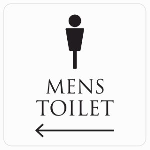 9x9cm トイレ 御手洗 TOILET トイレマーク ホワイト ブラック MENS 左 矢印 ピクトサイン ステッカー シール 塩ビ製 サイン ウォールステ