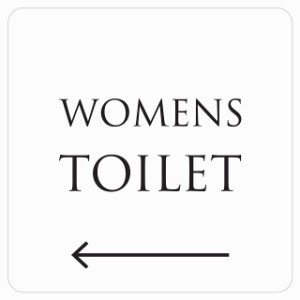 9x9cm トイレ 御手洗 TOILET トイレマーク ホワイト ブラック WOMENS 左 文字タイプ ピクトサイン ステッカー シール 塩ビ製 サイン ウォ