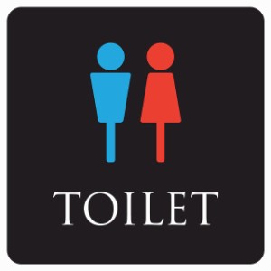 9x9cm トイレ 御手洗 TOILET トイレマーク ブラック＆カラー 男女マーク ピクトサイン ステッカー シール 塩ビ製 サイン ウォールステッ