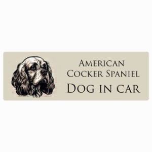 ドッグ カーステッカー イラスト付 Dog in Car アメリカンコッカースパニエル Aタイプ セーフティサイン 犬種別 長方形 15x5cm シール リ