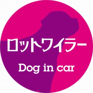 Dog in car ドッグインカー ステッカー カーステッカー ロットワイラー レトロ書体 ピンクパープル シール 煽り運転対策 屋外 屋内 防水 