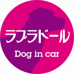 Dog in car ドッグインカー ステッカー カーステッカー ラブラドール レトロ書体 ピンクパープル シール 煽り運転対策 屋外 屋内 防水 か