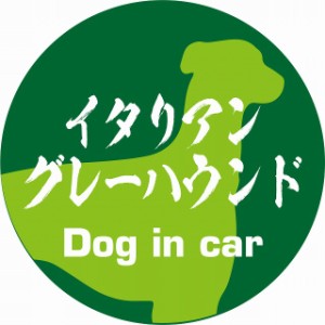 Dog in car ドッグインカー ステッカー カーステッカー イタリアングレーハウンド 毛筆書体 グリーン シール 煽り運転対策 屋外 屋内 防