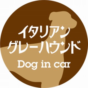 Dog in car ドッグインカー ステッカー カーステッカー イタリアングレーハウンド レトロ書体 ブラウン シール 煽り運転対策 屋外 屋内 