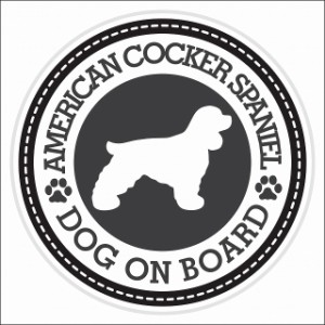 セーフティサイン ステッカー Dog on board American Cocker Spaniel アメリカンコッカースパニエル ブラック 直径13cm あおり運転 対策 
