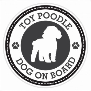 セーフティサイン ステッカー Dog on board TOY POODLE トイプードル ブラック 直径13cm あおり運転 対策 カーステッカー 煽り運転対策 