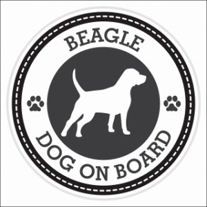 セーフティサイン ステッカー Dog on board BEAGLE ビーグル ブラック 直径13cm あおり運転 対策 カーステッカー 煽り運転対策 自動車用 