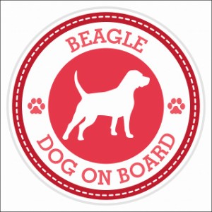 セーフティサイン ステッカー Dog on board BEAGLE ビーグル レッド 直径13cm あおり運転 対策 カーステッカー 煽り運転対策 自動車用 屋