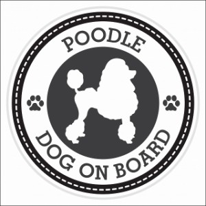 セーフティサイン ステッカー Dog on board POODLE プードル ブラック 直径13cm あおり運転 対策 カーステッカー 煽り運転対策 自動車用 