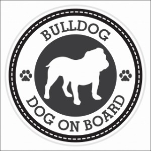 セーフティサイン ステッカー Dog on board BULLDOG ブルドッグ ブラック 直径13cm あおり運転 対策 カーステッカー 煽り運転対策 自動車