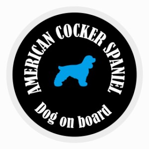 セーフティサイン ステッカー カラフル Dog on board 丸型 アメリカンコッカースパニエル ブラック＆ホワイト 直径13cm あおり運転 対策 