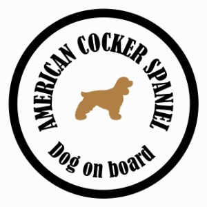 セーフティサイン ステッカー カラフル Dog on board 丸型 アメリカンコッカースパニエル ホワイト＆ブラック 直径13cm あおり運転 対策 