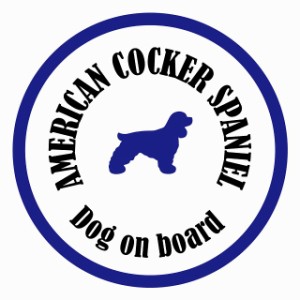 セーフティサイン ステッカー カラフル Dog on board 丸型 アメリカンコッカースパニエル ホワイト＆ネイビー 直径13cm あおり運転 対策 