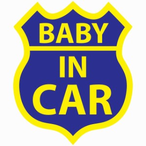 BABY IN CAR ステッカー ブルーイエロー ルート66 カーステッカー シール sticker 安全対策 あおり運転 かっこいい おしゃれ かわいい 車