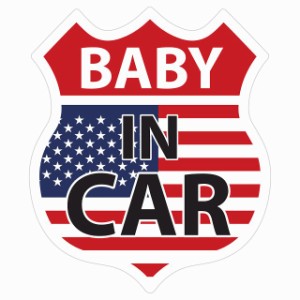 BABY IN CAR ステッカー アメリカ国旗 ルート66 カーステッカー シール sticker 安全対策 あおり運転 かっこいい おしゃれ かわいい 車ス
