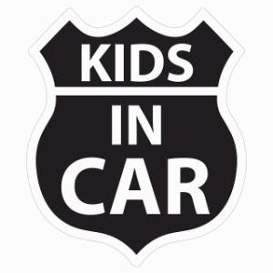 KIDS IN CAR ステッカー ブラック ルート66 カーステッカー シール sticker 安全対策 あおり運転 かっこいい おしゃれ かわいい 車ステッ