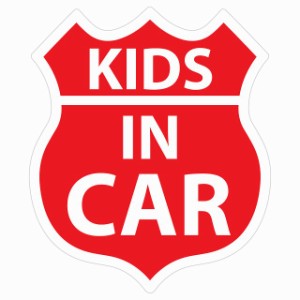 KIDS IN CAR ステッカー レッド ルート66 カーステッカー シール sticker 安全対策 あおり運転 かっこいい おしゃれ かわいい 車ステッカ