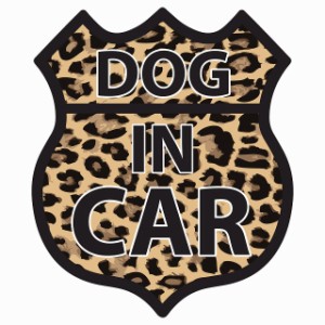 DOG IN CAR ステッカー ヒョウ柄 ルート66 愛犬車用グッズ カーステッカー シール sticker 安全対策 あおり運転 かっこいい おしゃれ か