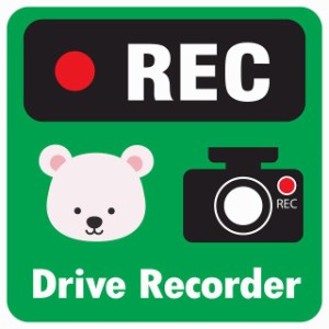 ドラレコ ステッカー シール REC Drive Recorder しろくま グリーン 13x13cm 正方形 おしゃれ かわいい ドラレコシール 安全対策 危険運