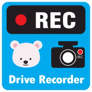 ドラレコ ステッカー シール REC Drive Recorder しろくま ライトブルー 13x13cm 正方形 おしゃれ かわいい ドラレコシール 安全対策 危