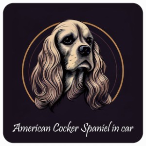 ドッグ カーステッカー イラスト付 Dog in Car アメリカンコッカースパニエル B タイプ セーフティサイン 犬種別 正方形 13x13cm シール 